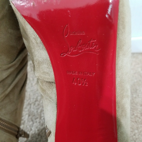 Louboutin tan nude beige suede heels booties AUTH - Picture 5 of 5